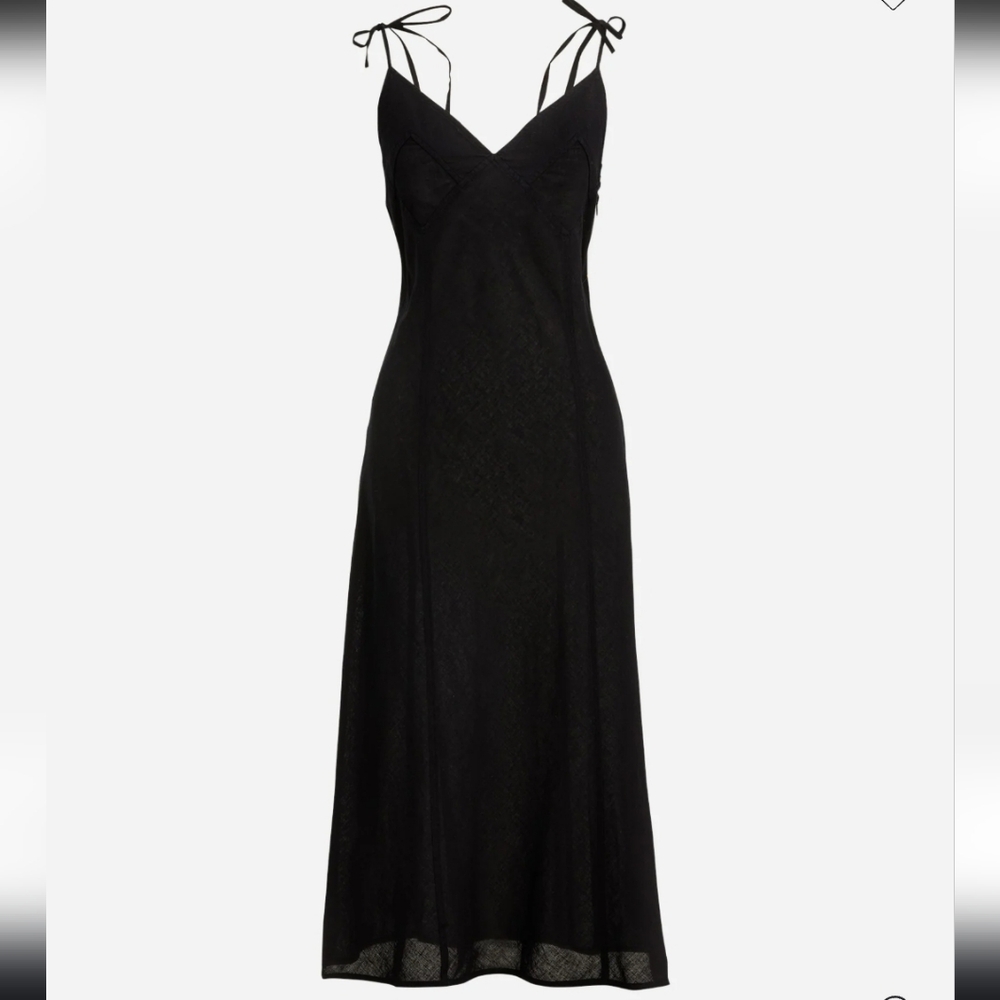 J. Crew Black Sheer Tie-shoulder Slip Dress.
